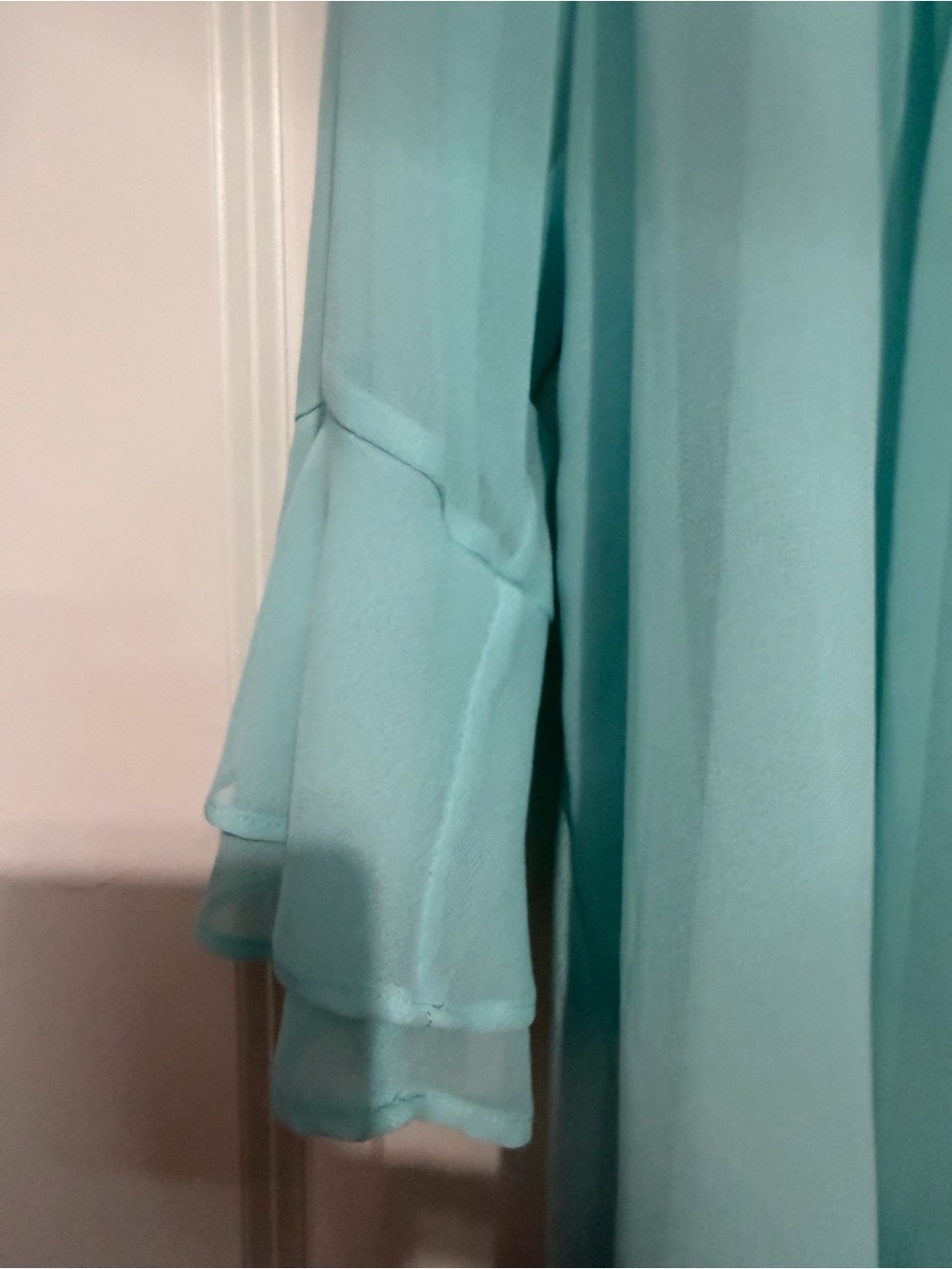 Charter Club Mint Pintuck Challis V-Neck Blouse - Picture 3 of 5